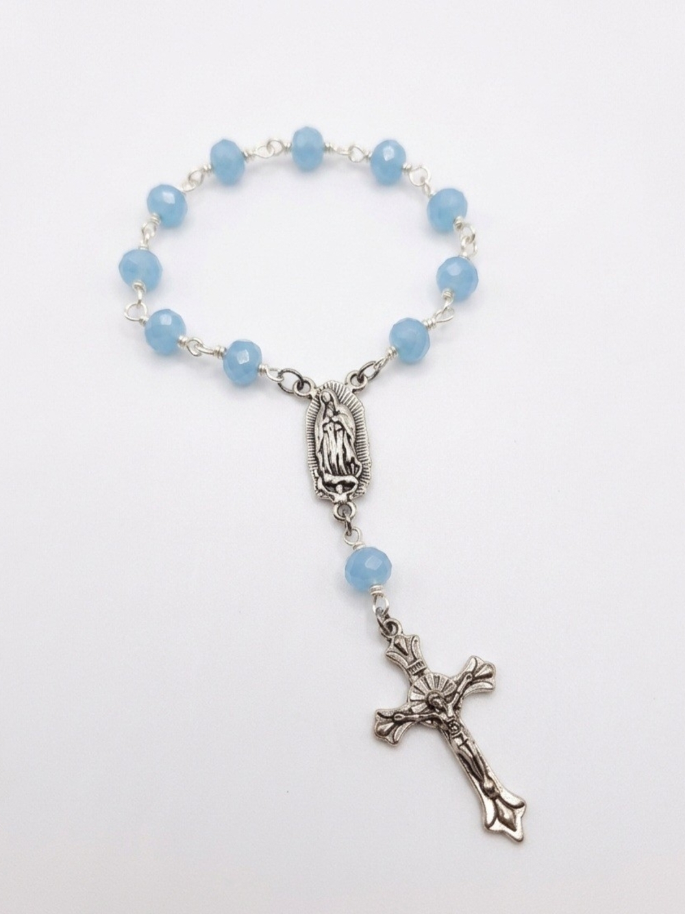 CZECH Blue Beaded Pocket Rosary